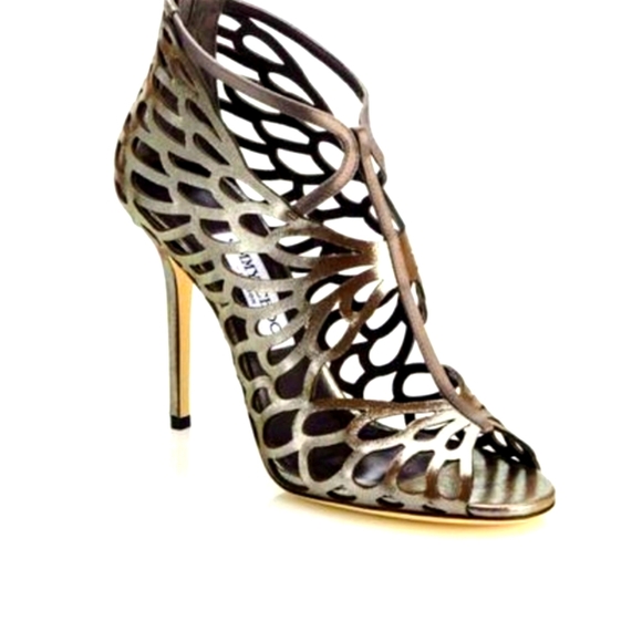 Jimmy Choo Women's Fyonn Laser-cut Metallic Leather 5.5 - Picture 1 of 5